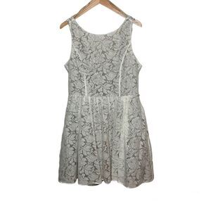 Jessica Howard Womens Size 16 Lace Lined Dress Ivory Floral Sleeveless Coquette